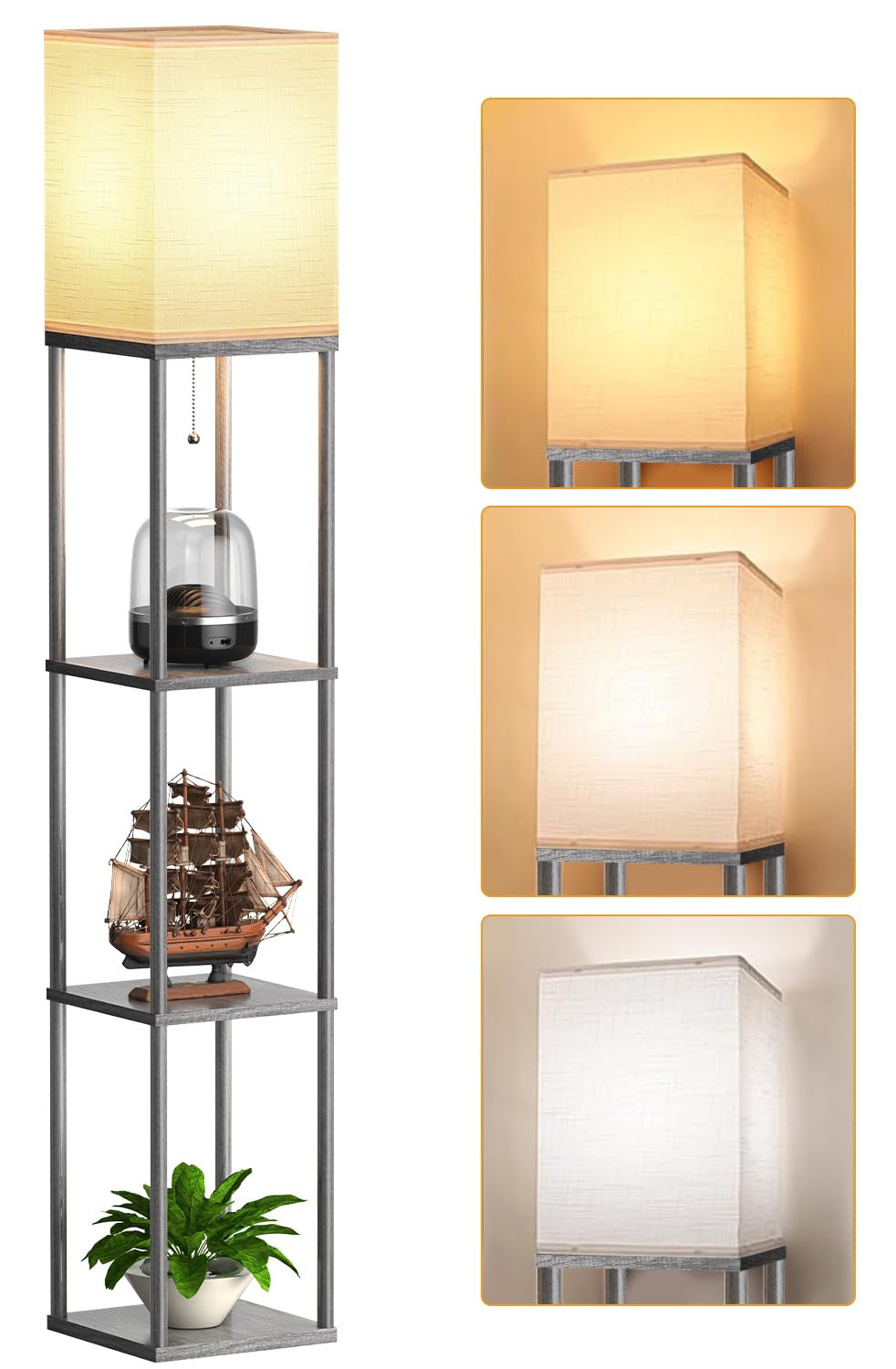 Partphoner floor lamp with open top design enhances brightness in living spaces