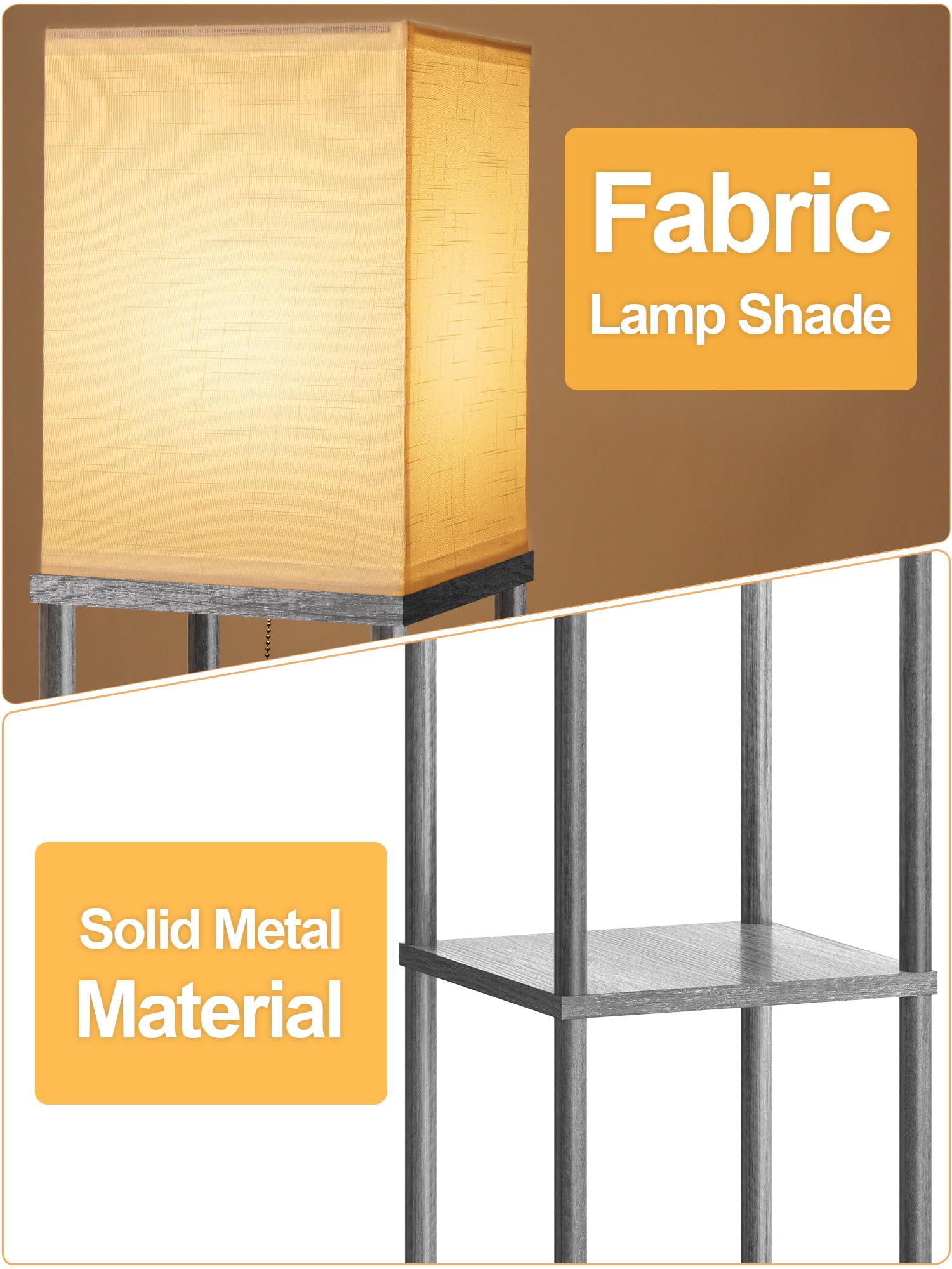 Partphoner three-tier shelf lamp for books and decor storage