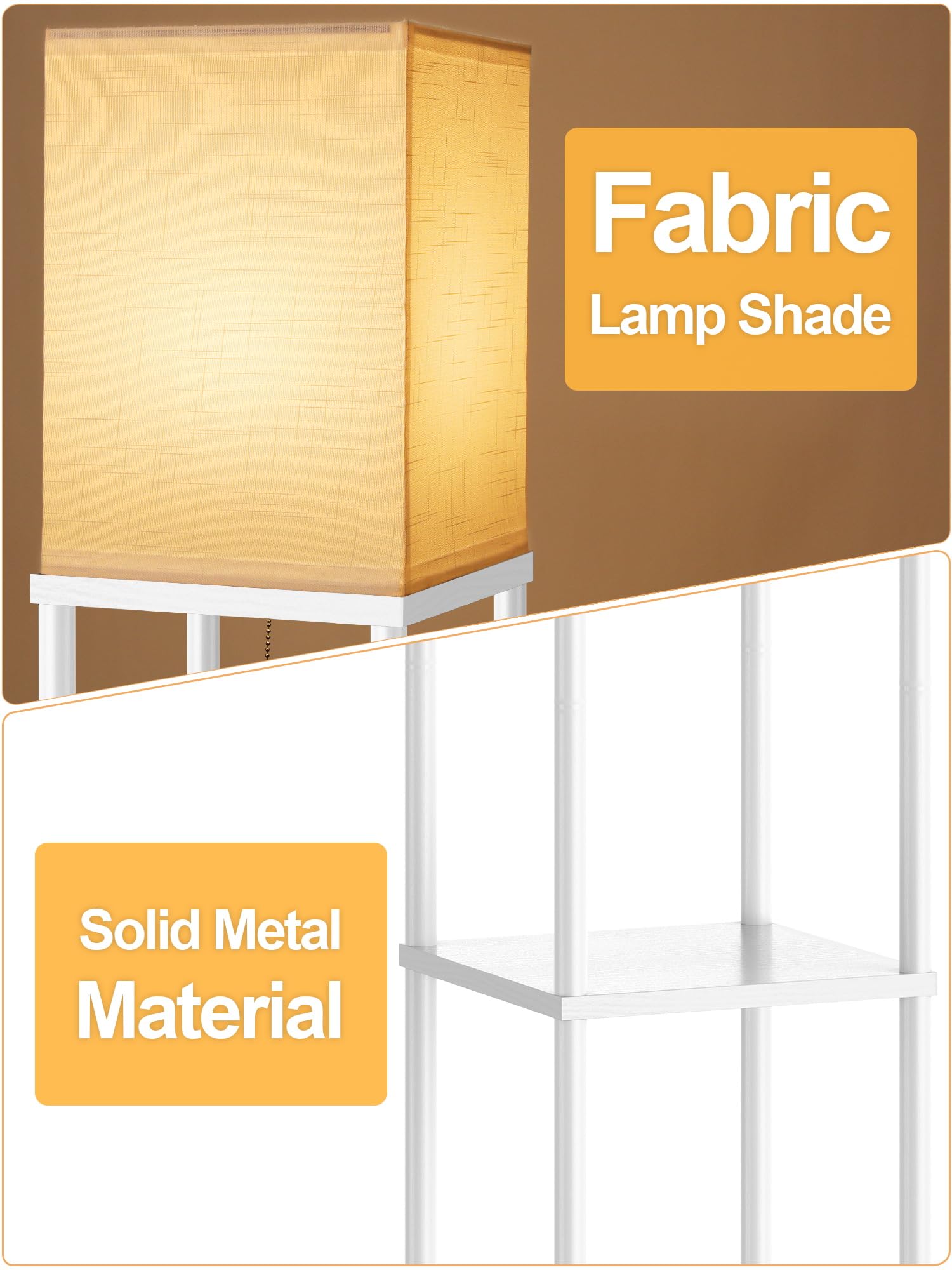 Partphoner floor lamp three-tier storage displays books and decor