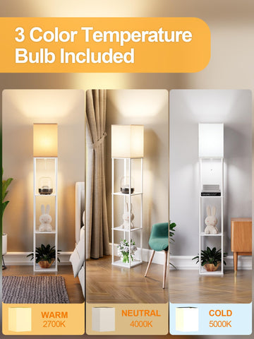 Partphoner floor lamp with white linen shade adds soft glow