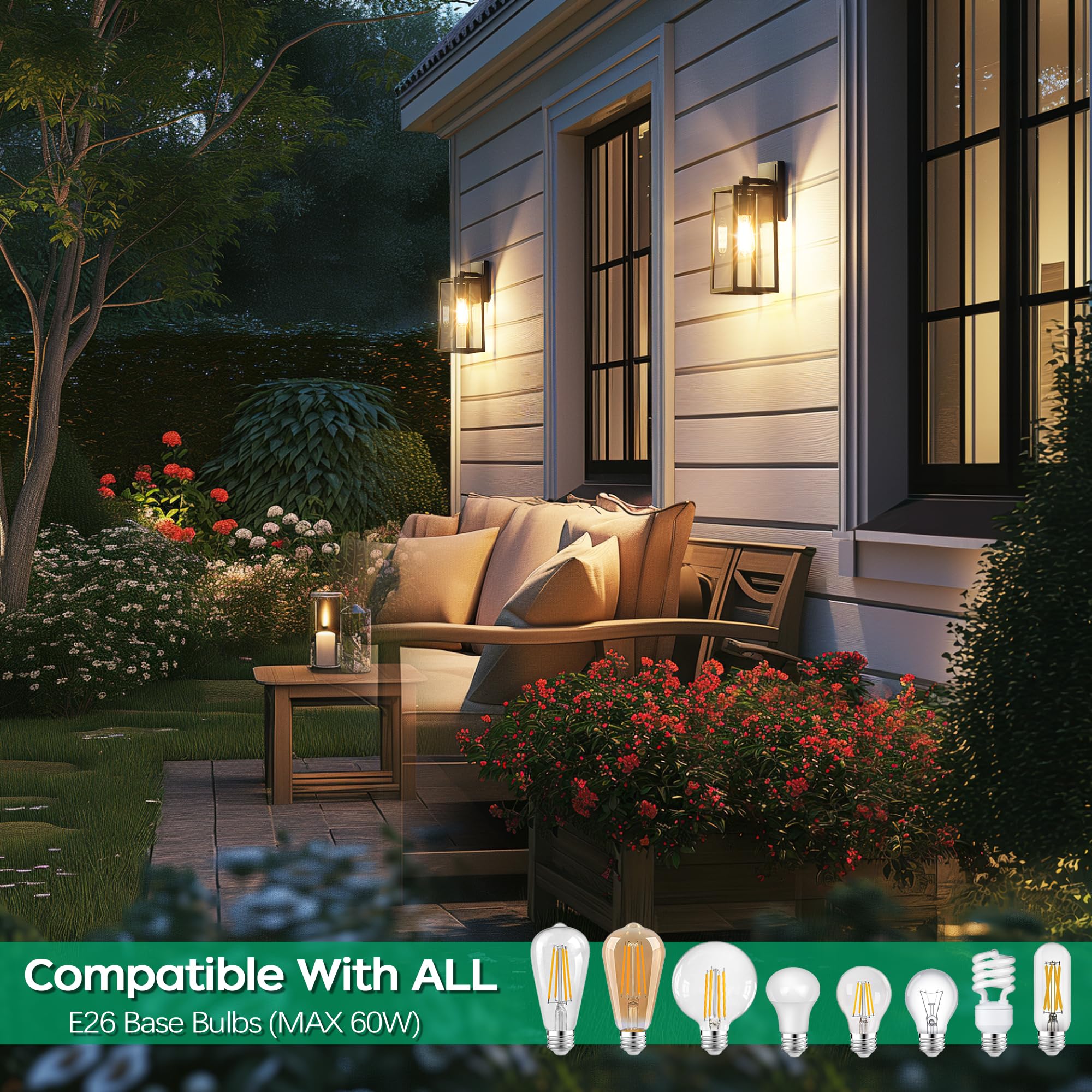 PARTPHONER garage entry light in metal finish adds durable, weatherproof lighting.