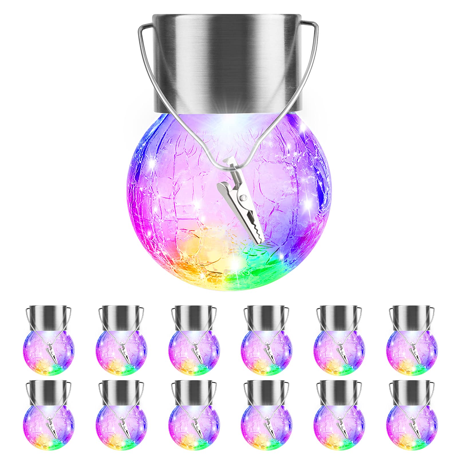 PARTPHONER crackle-glass ball hanging light for cozy outdoor ambiance.