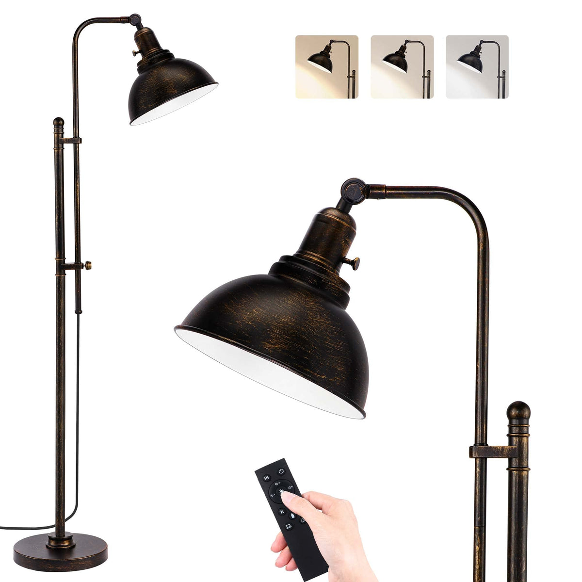 PARTPHONER industrial floor lamp with angled shade for versatile living room lighting