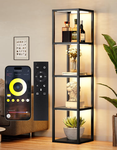 PARTPHONER large glass display shelf with remote for convenient control of lighting