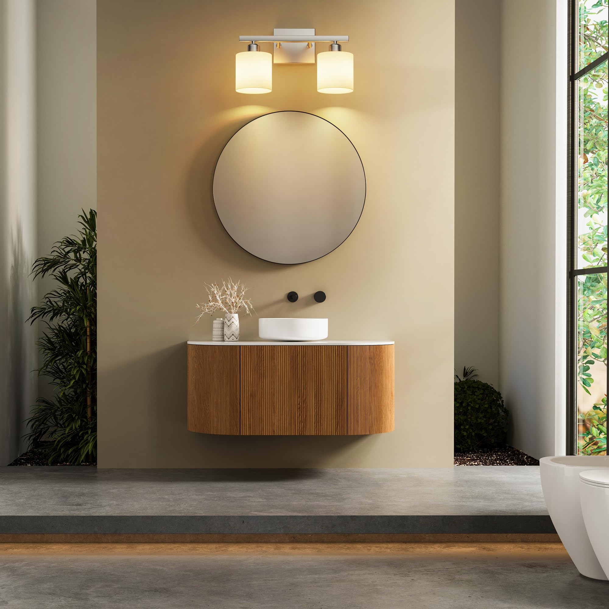 PARTPHONER LED-compatible bathroom light offers flexible brightness options.
