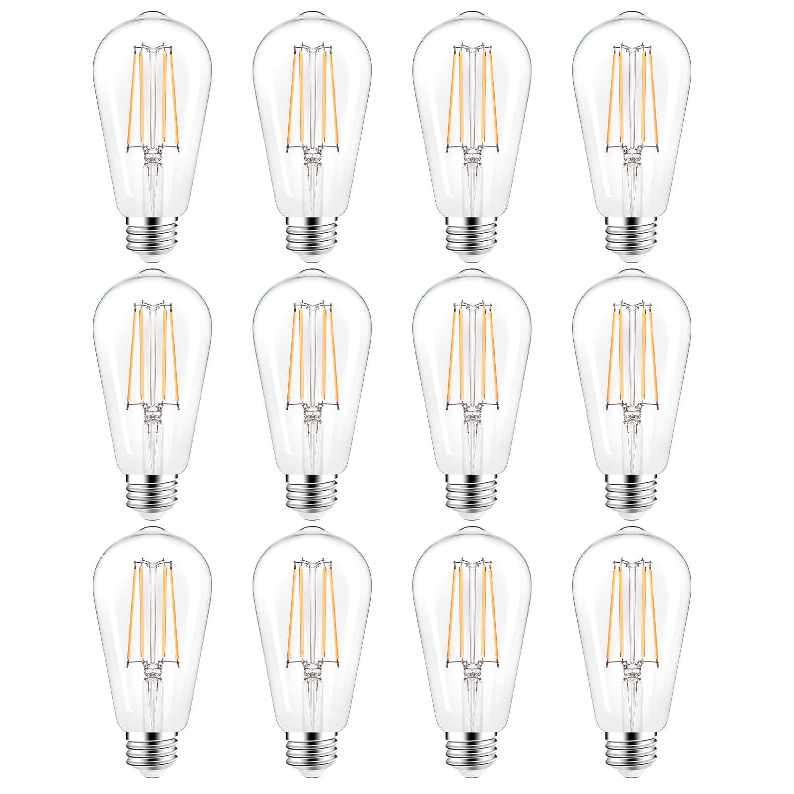 PARTPHONER vintage Edison bulb with clear glass and warm 2700K light