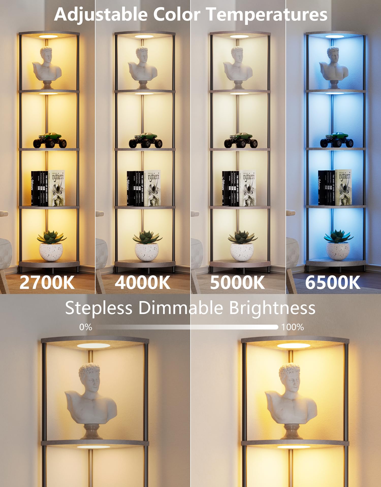 Partphoner adjustable RGBCW LED lets you customize ambiance with color temperature and brightness.