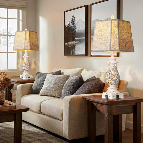 Partphoner linen fabric shade diffuses light to reduce glare on surfaces.