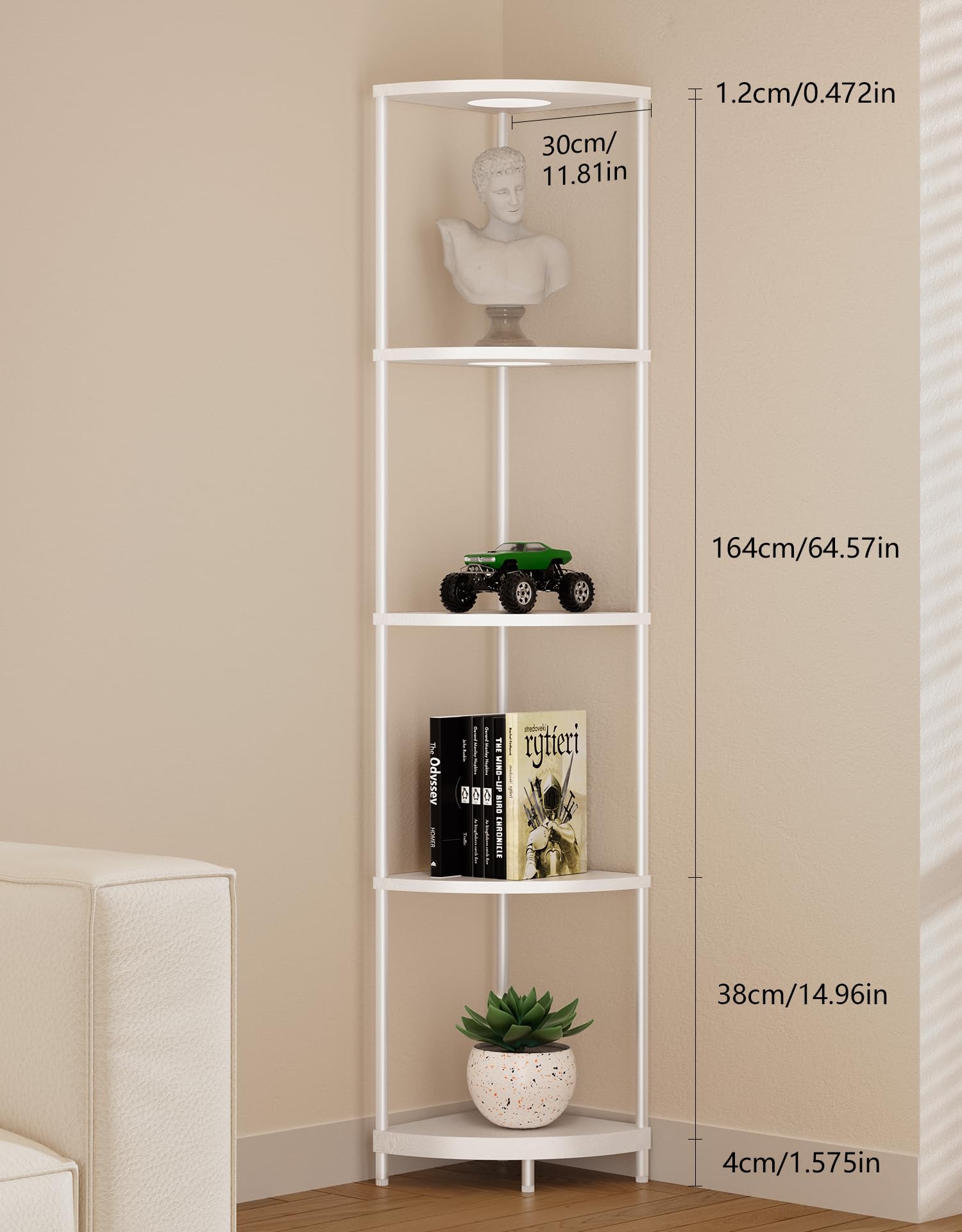PARTPHONER living room corner display enhances organization and ambiance.
