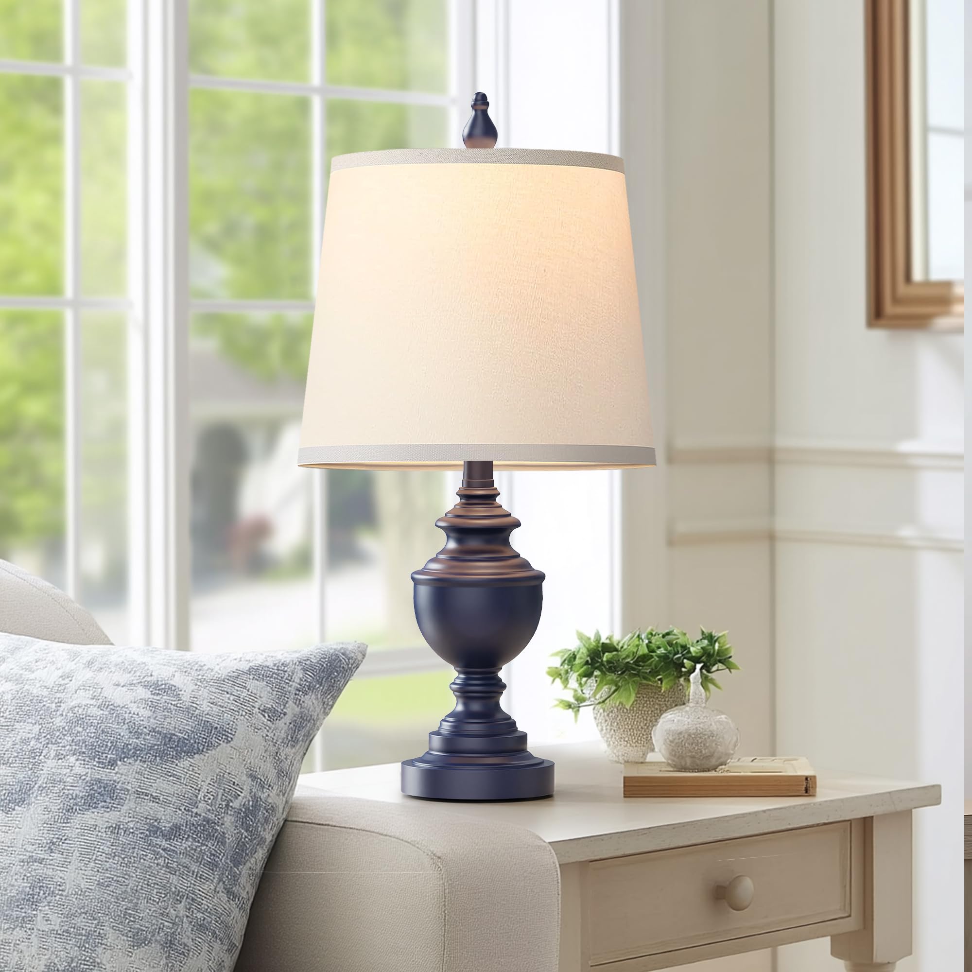 PARTPHONER blue farmhouse lamp creates cozy lighting for evenings in living spaces.
