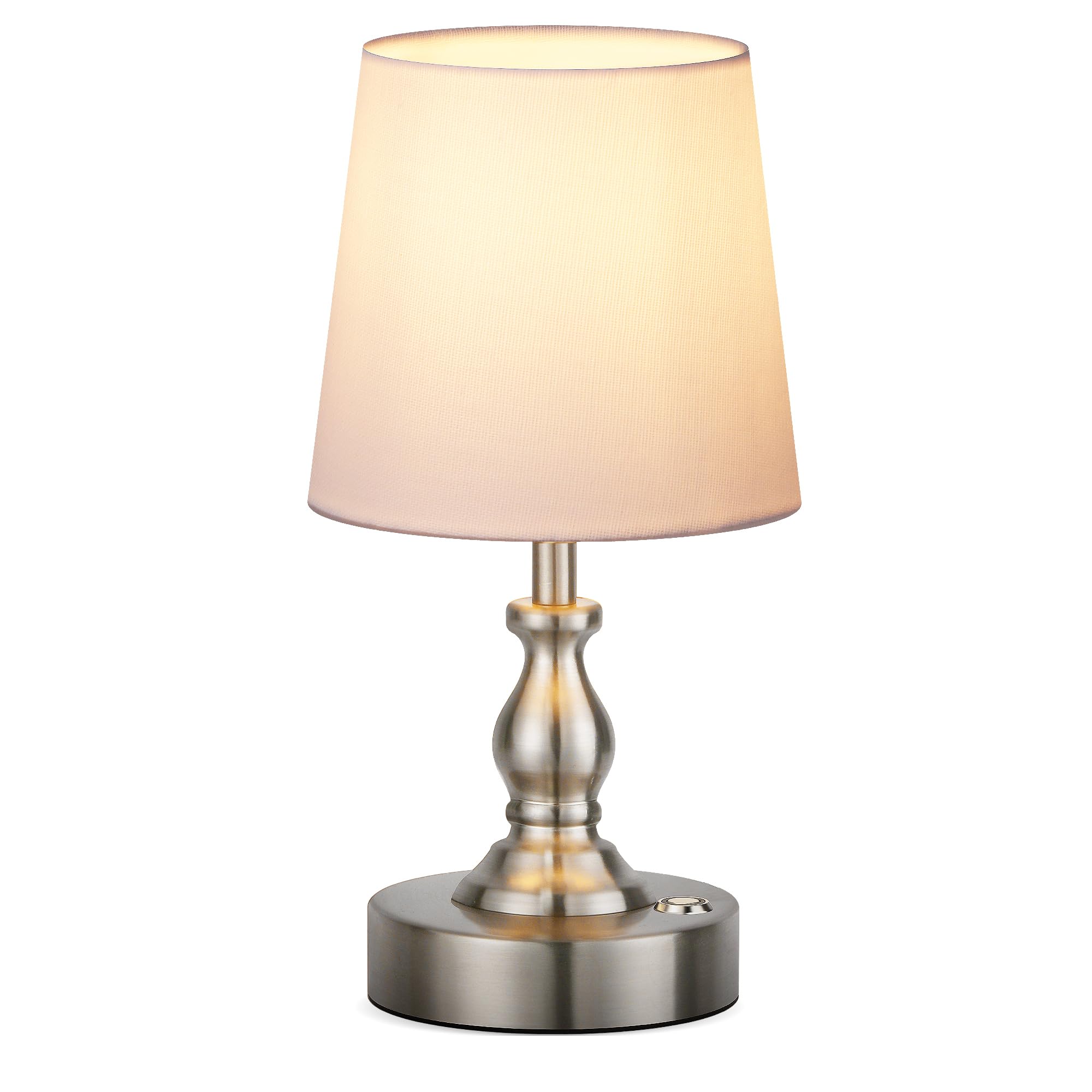 PARTPHONER mini cordless lamp on bedside table with warm ambient light