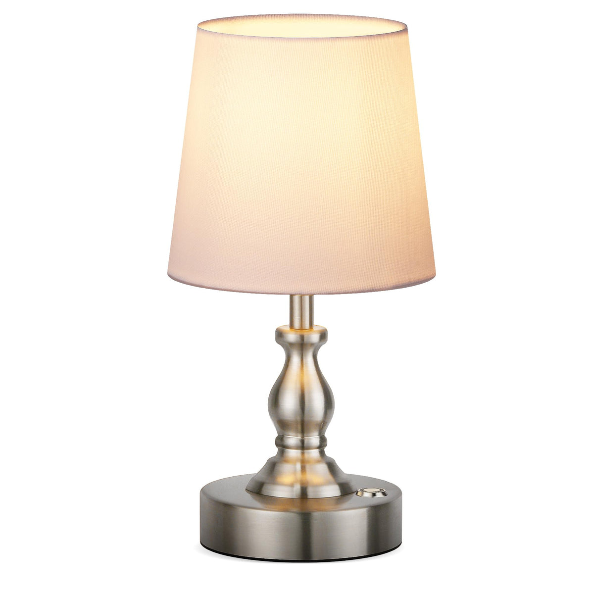 PARTPHONER mini cordless lamp on bedside table with warm ambient light