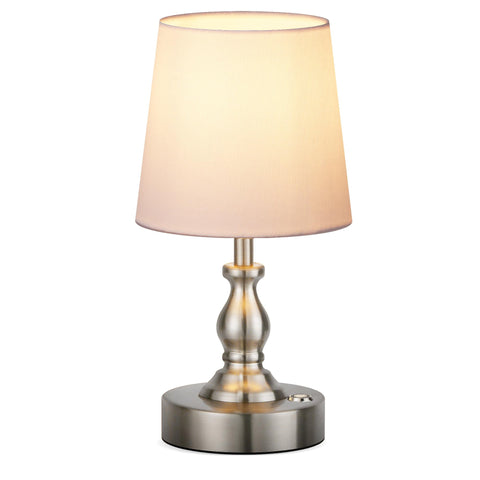 PARTPHONER mini cordless lamp on bedside table with warm ambient light