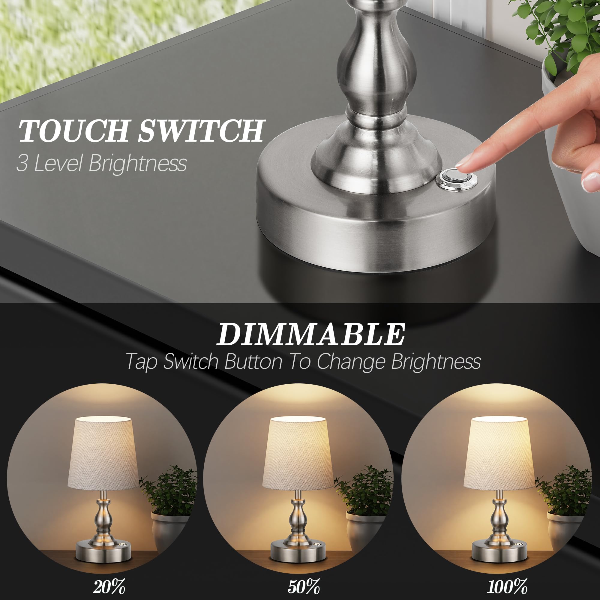 PARTPHONER lamp showing USB-C charging port for quick recharges
