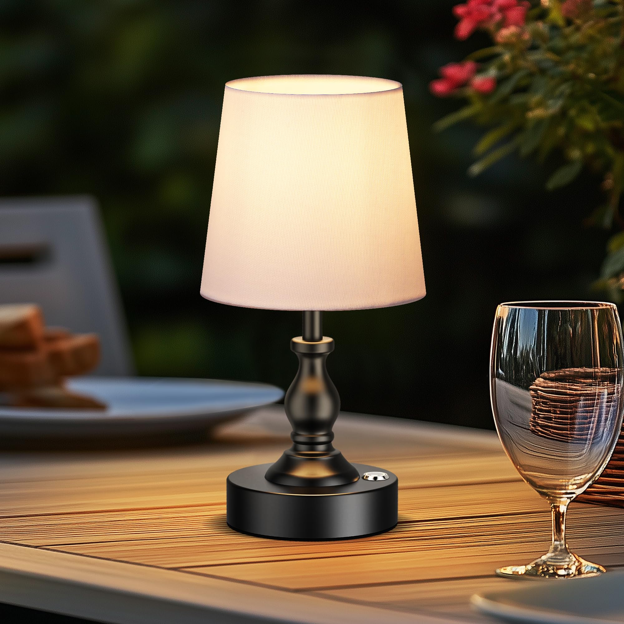 PARTPHONER lamp on nightstand offering gentle bedside lighting