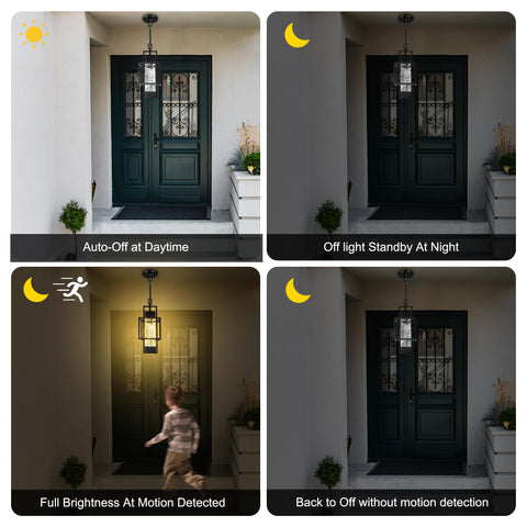 PARTPHONER Modern black metal exterior chandelier provides welcoming warmth for entryways