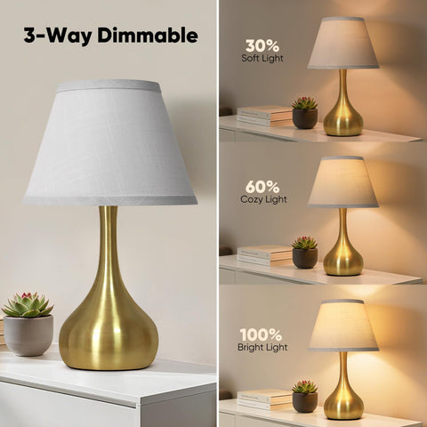 PARTPHONER modern desk lamp with white linen shade for stylish lighting.