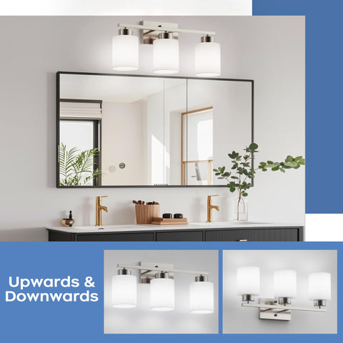 PARTPHONER 3-light fixture delivering clean, even vanity illumination for mornings