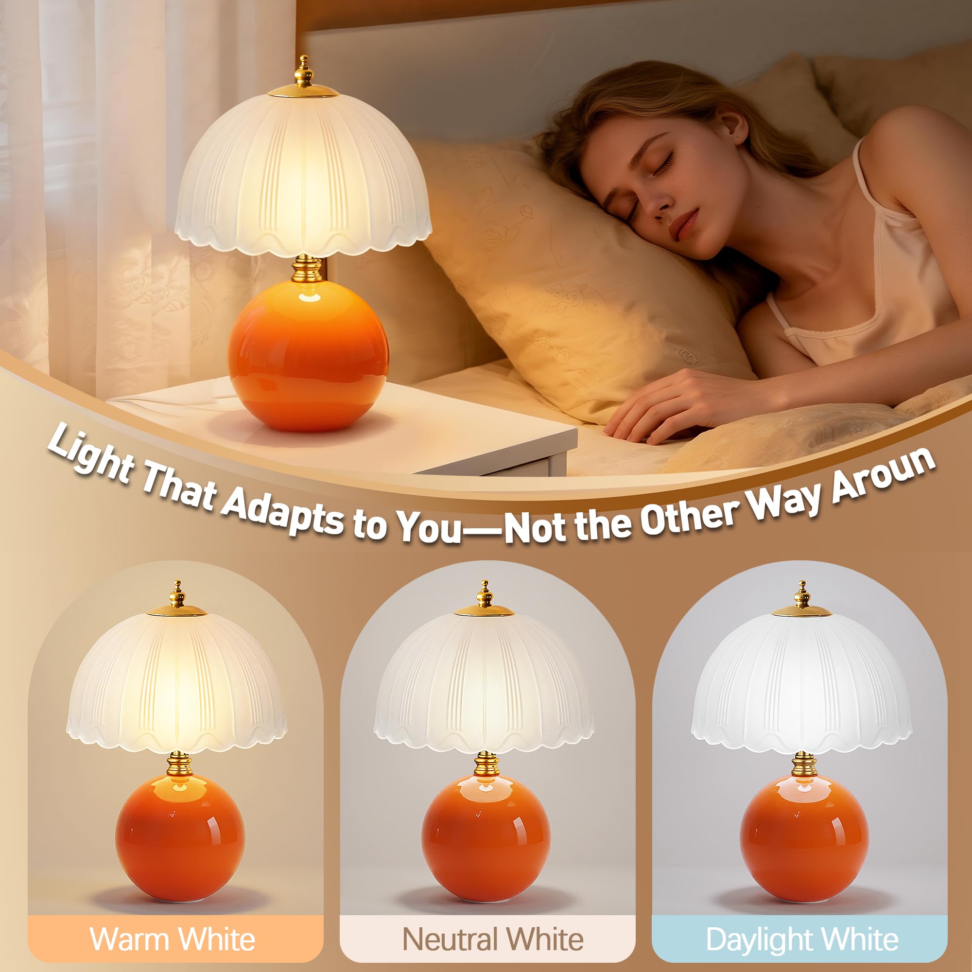 PARTPHONER Mushroom Table Lamp with 3-way dimming for versatile tasks