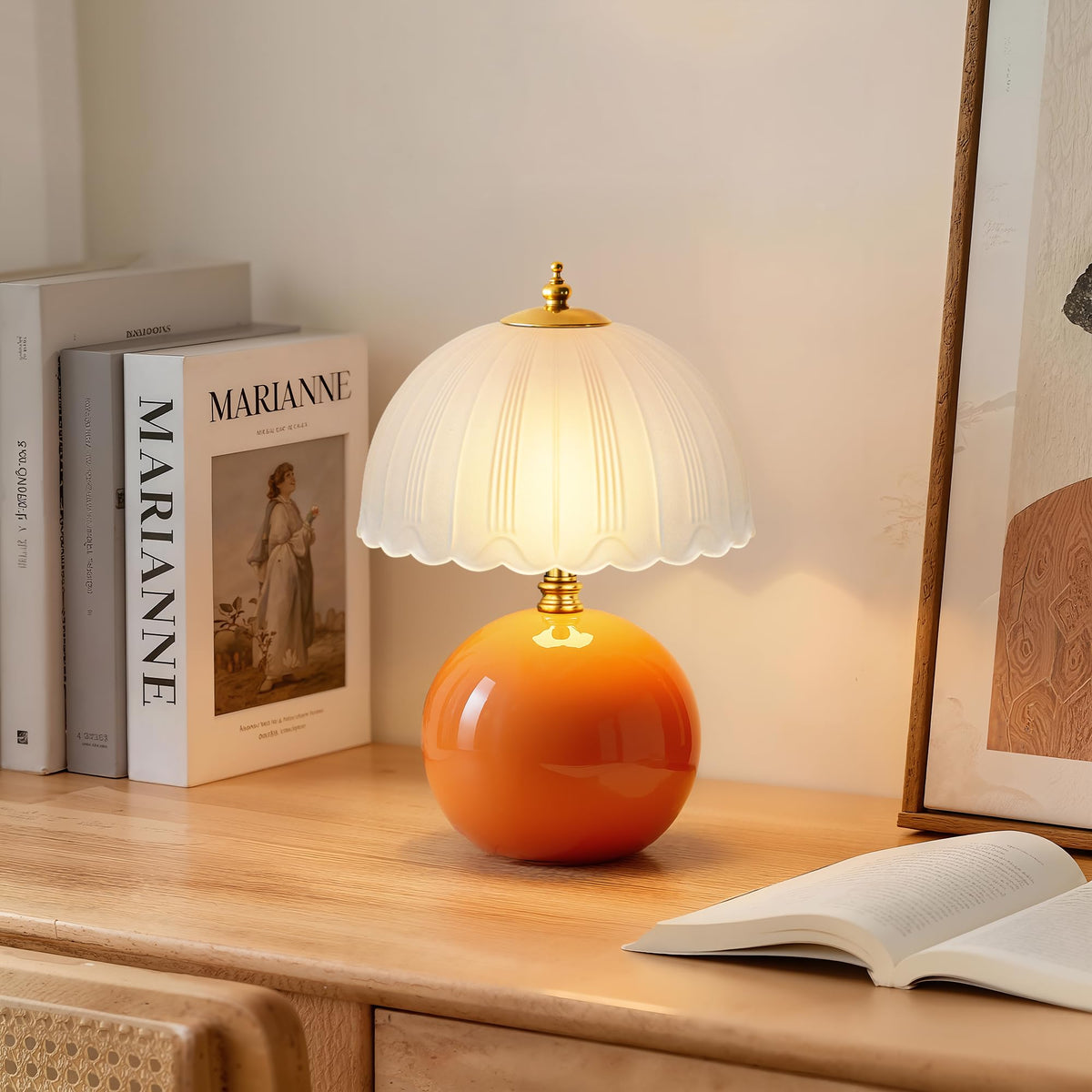 PARTPHONER Mushroom Table Lamp with ceramic base for a cozy bedroom glow