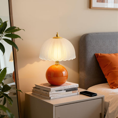 PARTPHONER Mushroom Table Lamp on a living room shelf for ambiance
