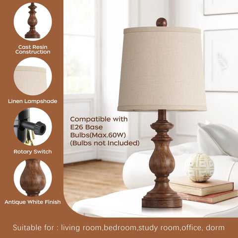 PARTPHONER nightstand lamps beige shade warm bedside glow.