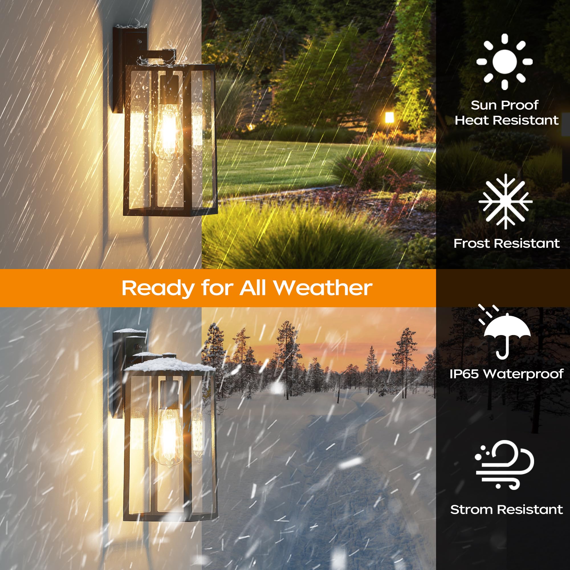 PARTPHONER outdoor wall light with tempered glass for soft illumination