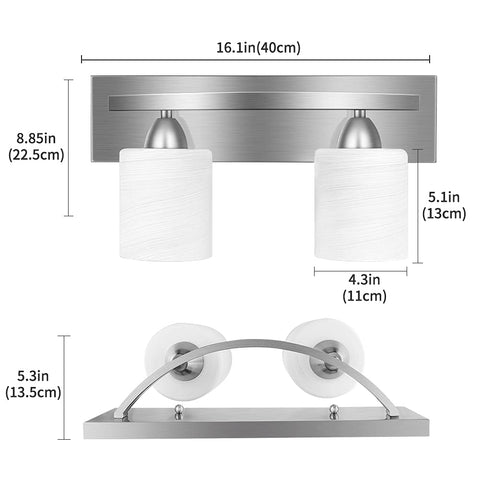 PARTPHONER over-mirror light highlights sleek brushed nickel and clean lines