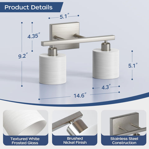 PARTPHONER over-mirror vanity light in brushed nickel enhances contemporary styling.