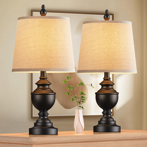 PARTPHONER retro table lamps on nightstands offer a warm, inviting bedside glow for relaxation.