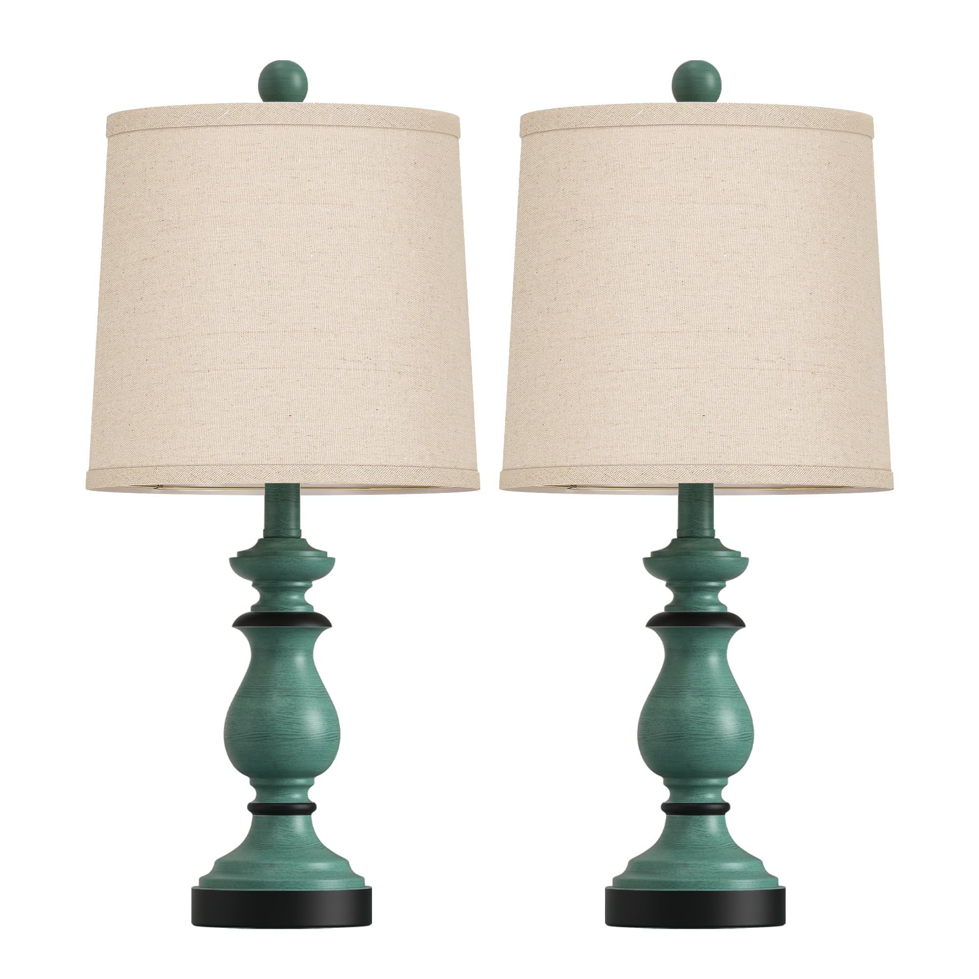 PARTPHONER rustic farmhouse lamps with 22-inch green base brighten living spaces.
