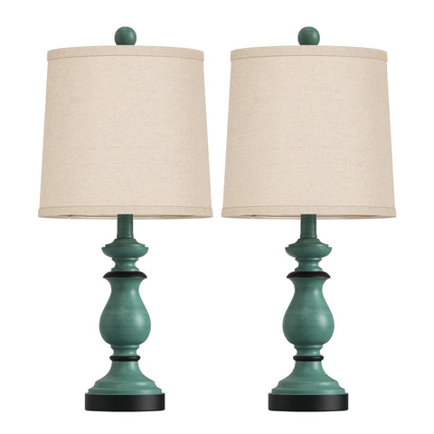 PARTPHONER rustic farmhouse lamps with 22-inch green base brighten living spaces.