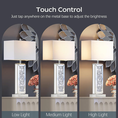 PARTPHONER silver mirror base lamps reflect light, elevating living room decor