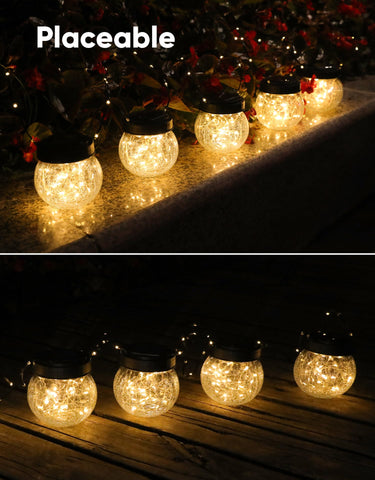 PARTPHONER solar lantern crack-pattern projected light on table or ground.