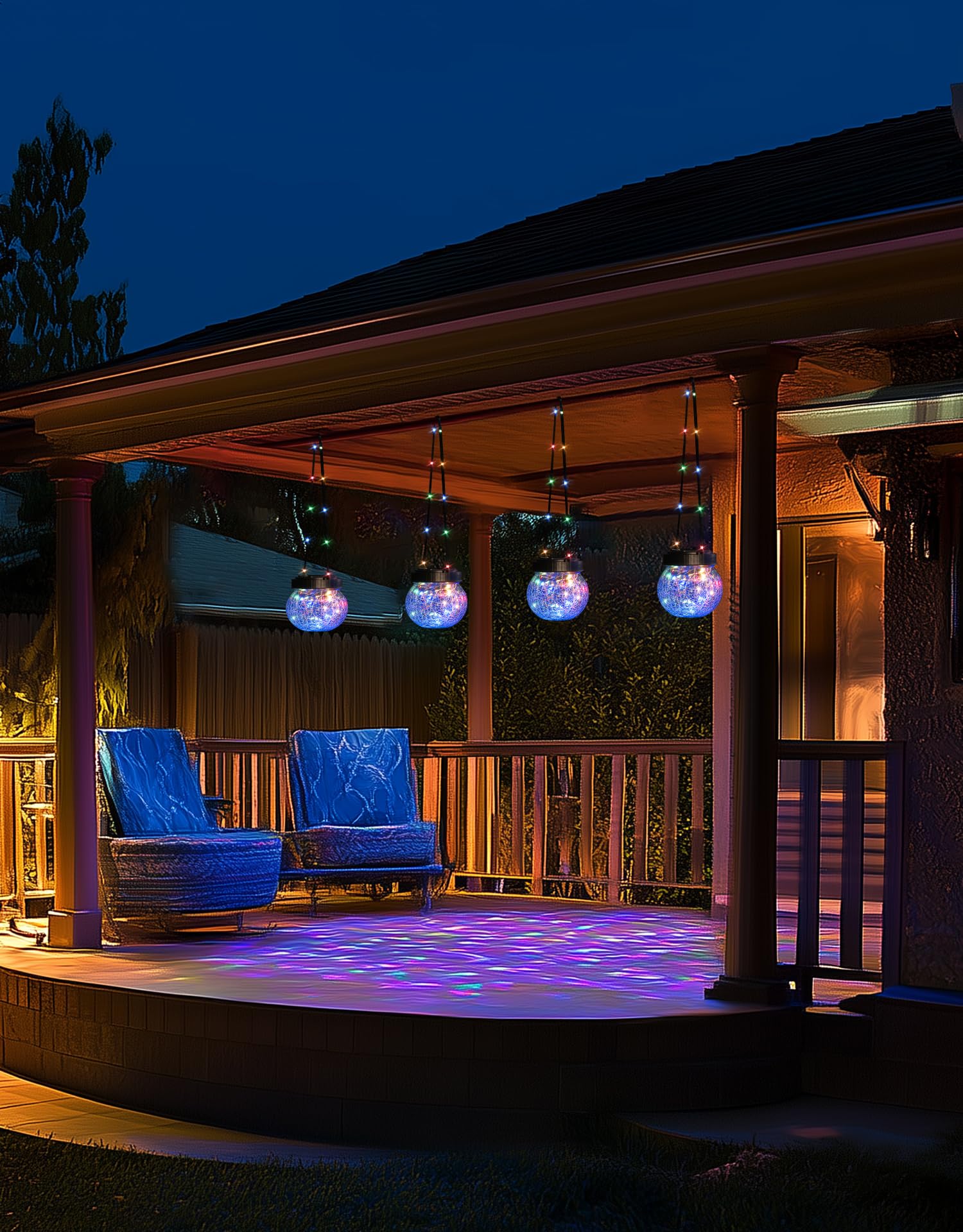 PARTPHONER solar lantern enhances patios as a garden ornament.