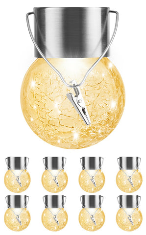 PARTPHONER Solar Lights Hanging Globe 8 Pack for garden ambiance and easy setup.