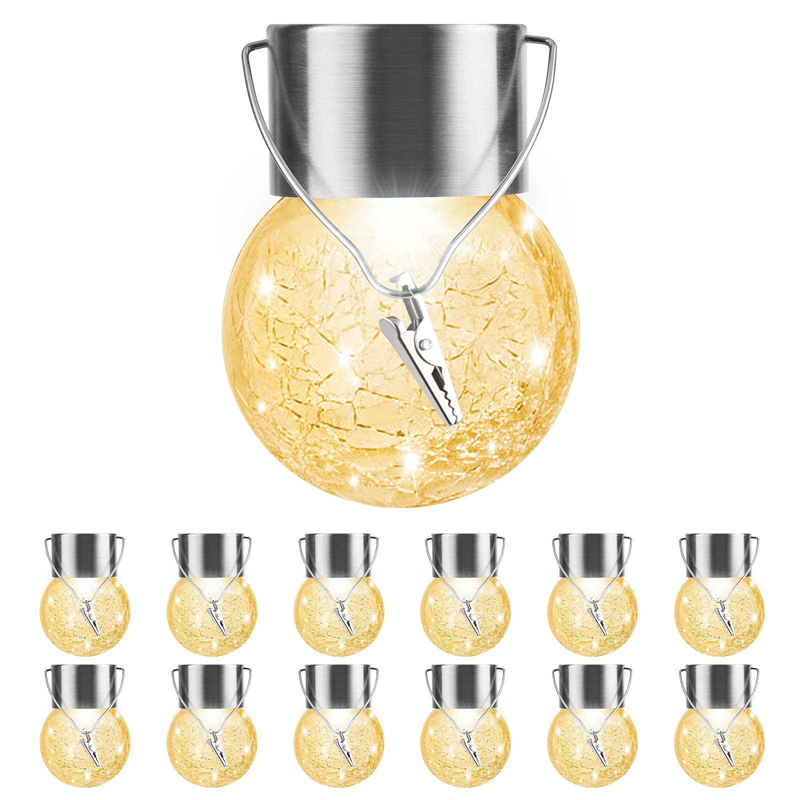 PARTPHONER Solar Outdoor Lights hanging create warm evening ambiance for patios.