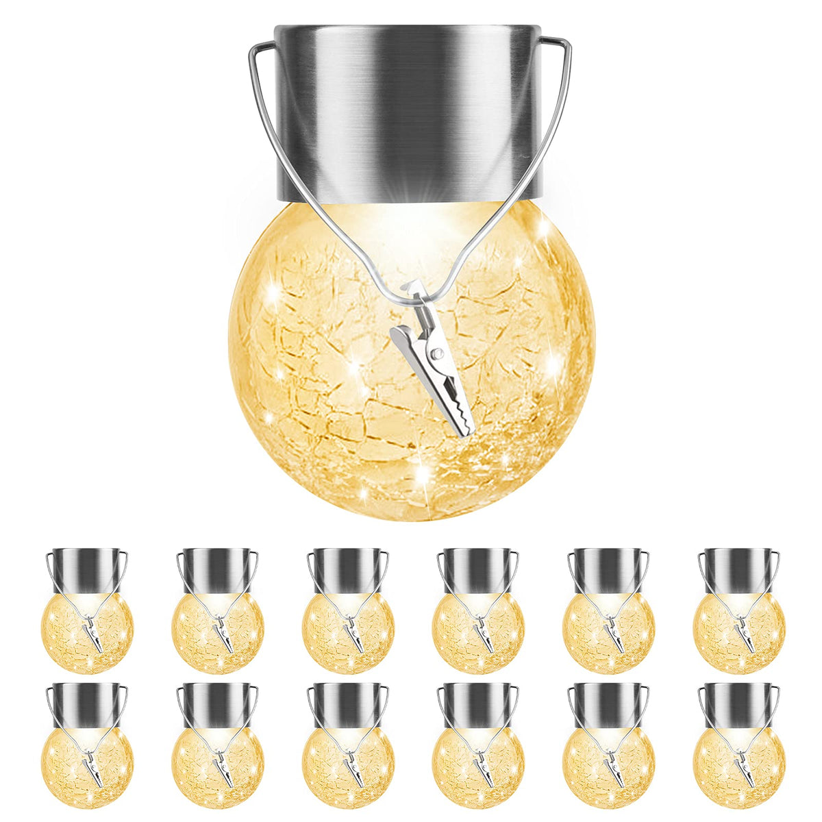 PARTPHONER Solar Outdoor Lights hanging create warm evening ambiance for patios.