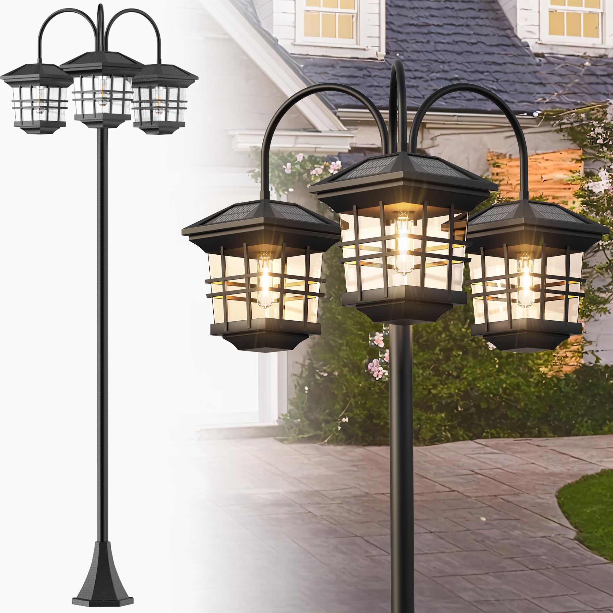 PARTPHONER solar post lights provide reliable ambiance along sidewalks and entrances.