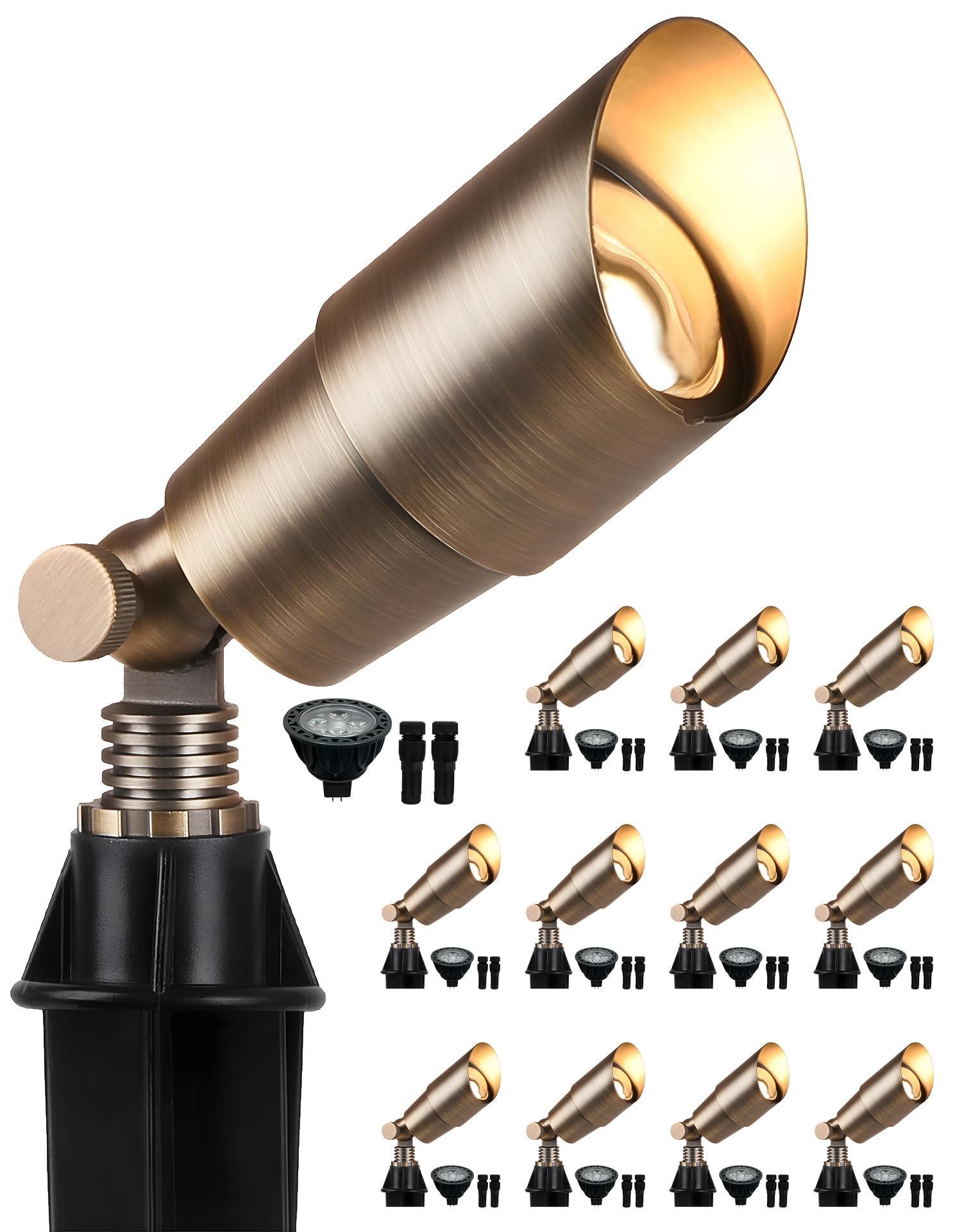PARTPHONER solid brass landscape light with MR16 bulb for durable outdoor illumination