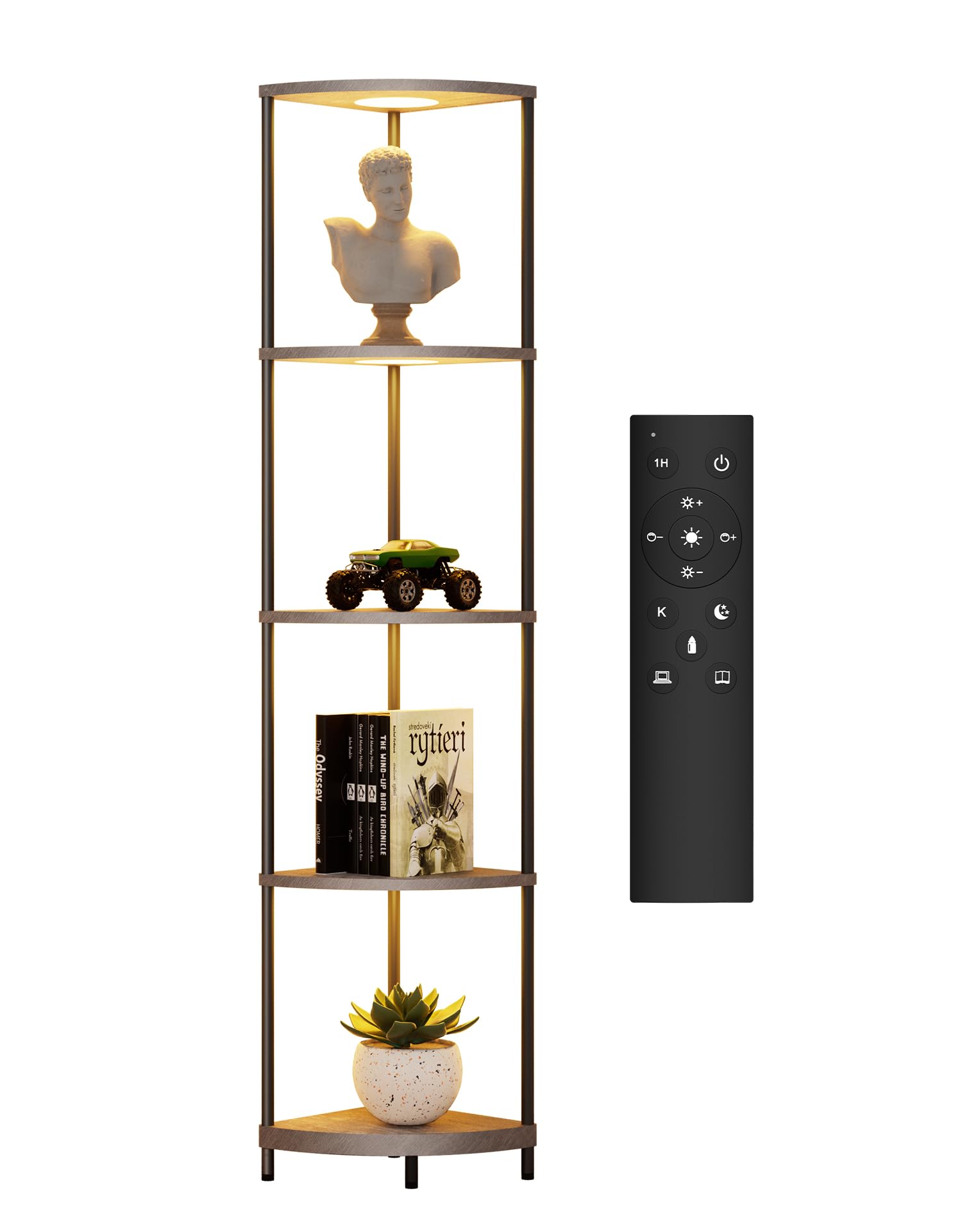 Partphoner stable wood shelf with metal pole design supports heavy displays.