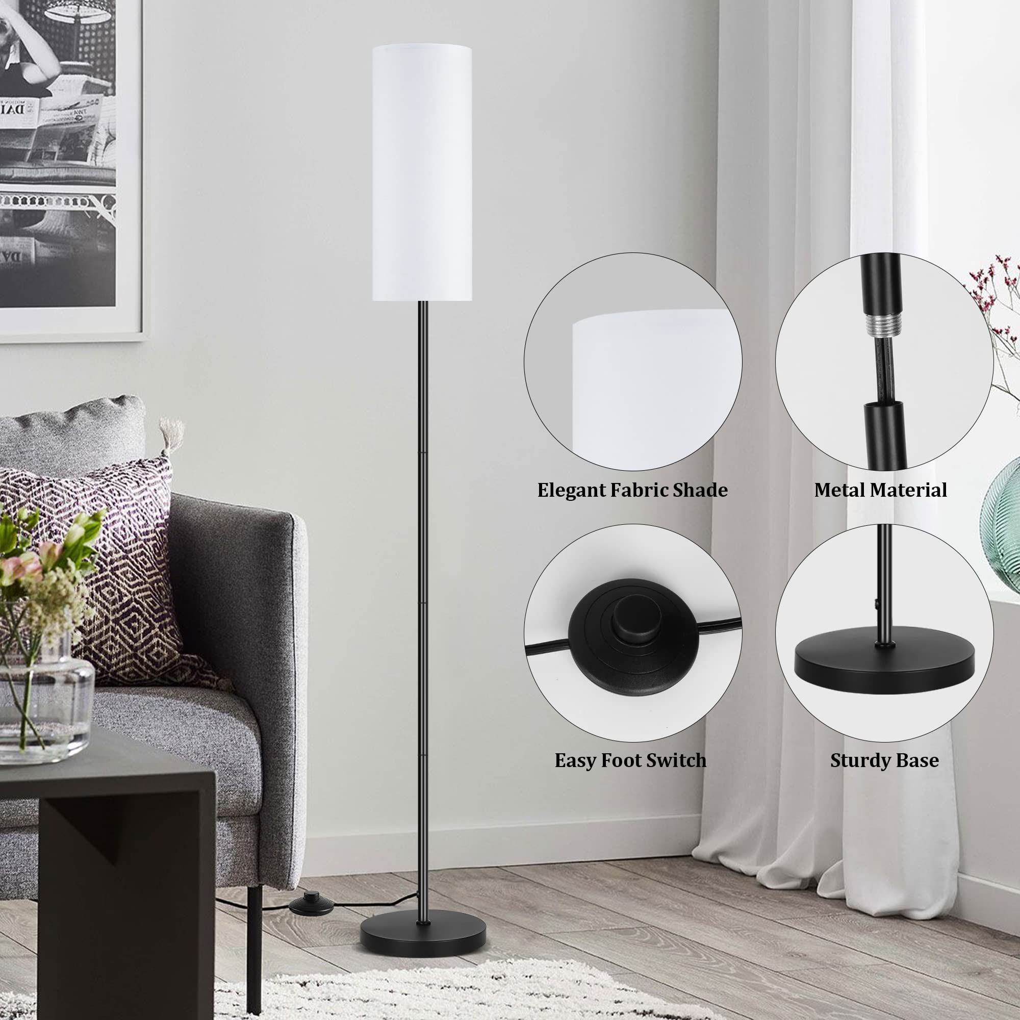 PARTPHONER standing lamp foot switch offers effortless on/off control in daily use
