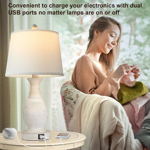 PARTPHONER lamps on a nightstand ready for bedside reading.