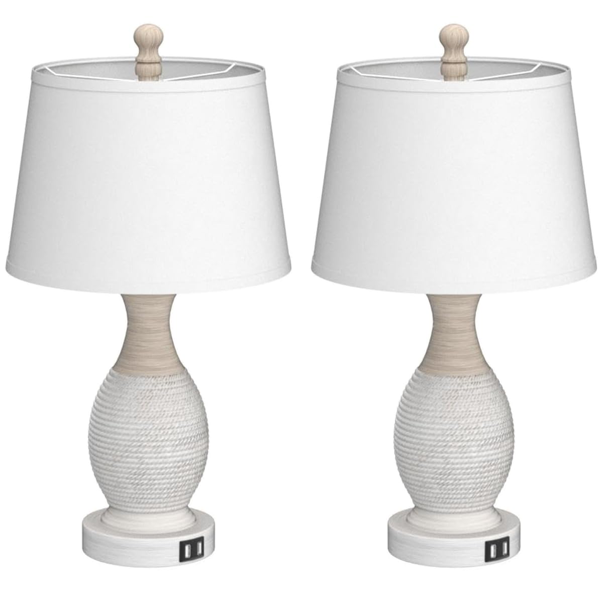 PARTPHONER table lamp shade closeup with white fabric drum shade.