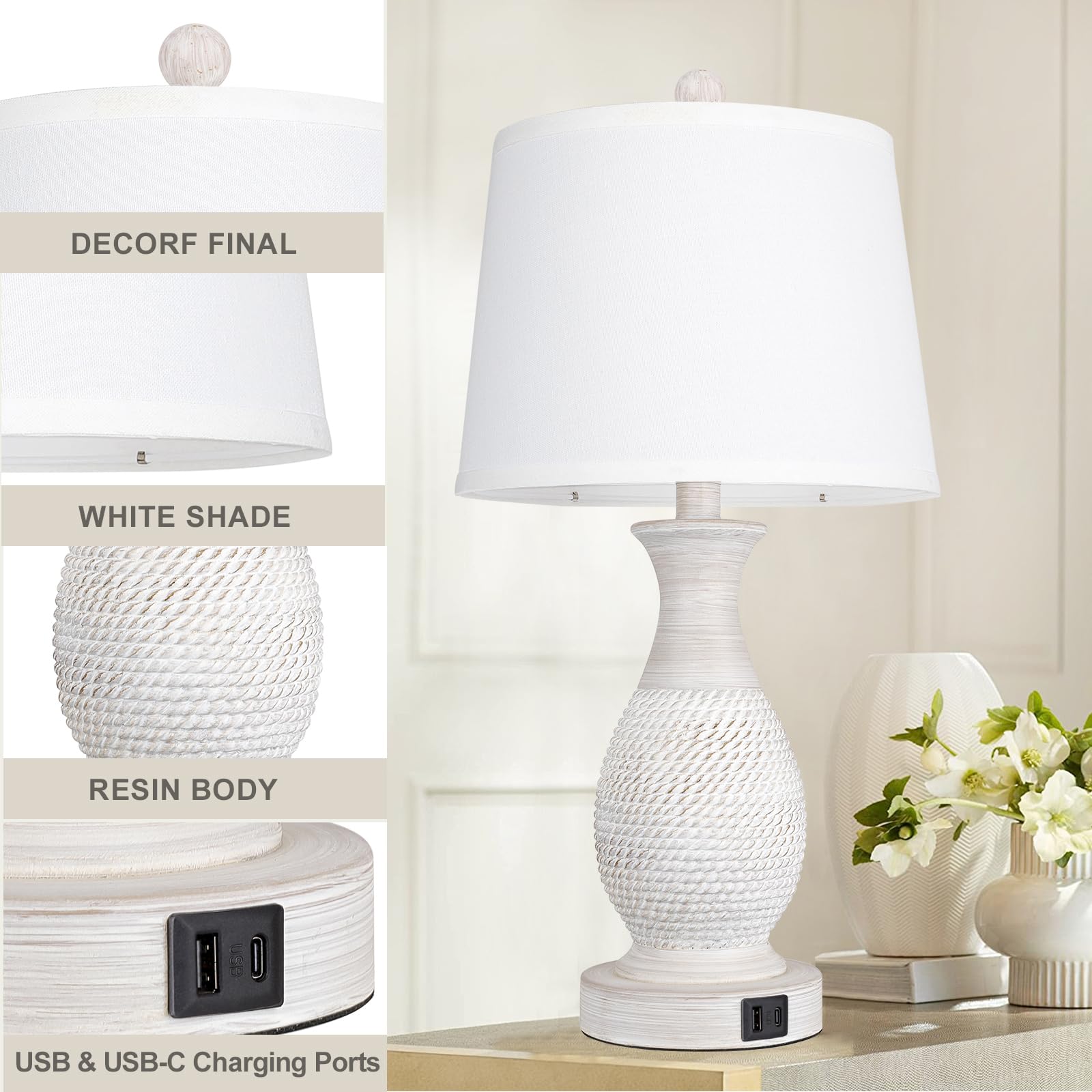 PARTPHONER lamp USB-A port for additional charging options.