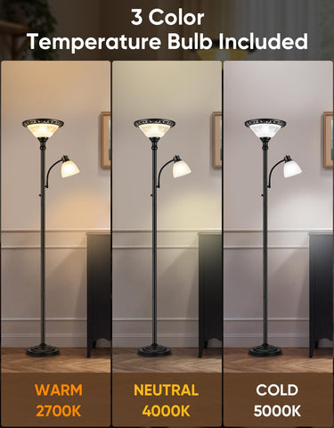 PARTPHONER Torchiere dual switches for separate main and reading lights
