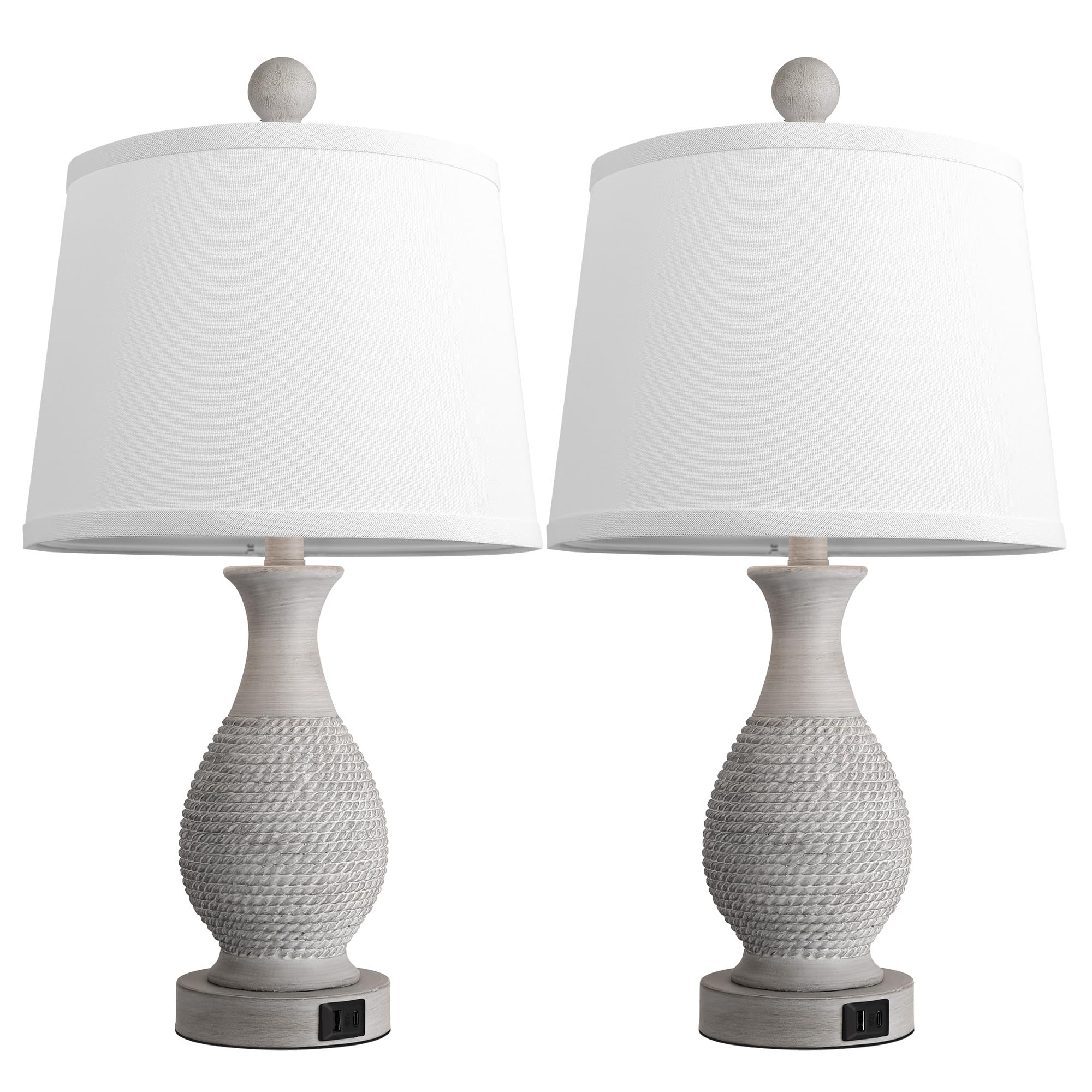 PARTPHONER traditional table lamp rope motif adds texture and farmhouse character.