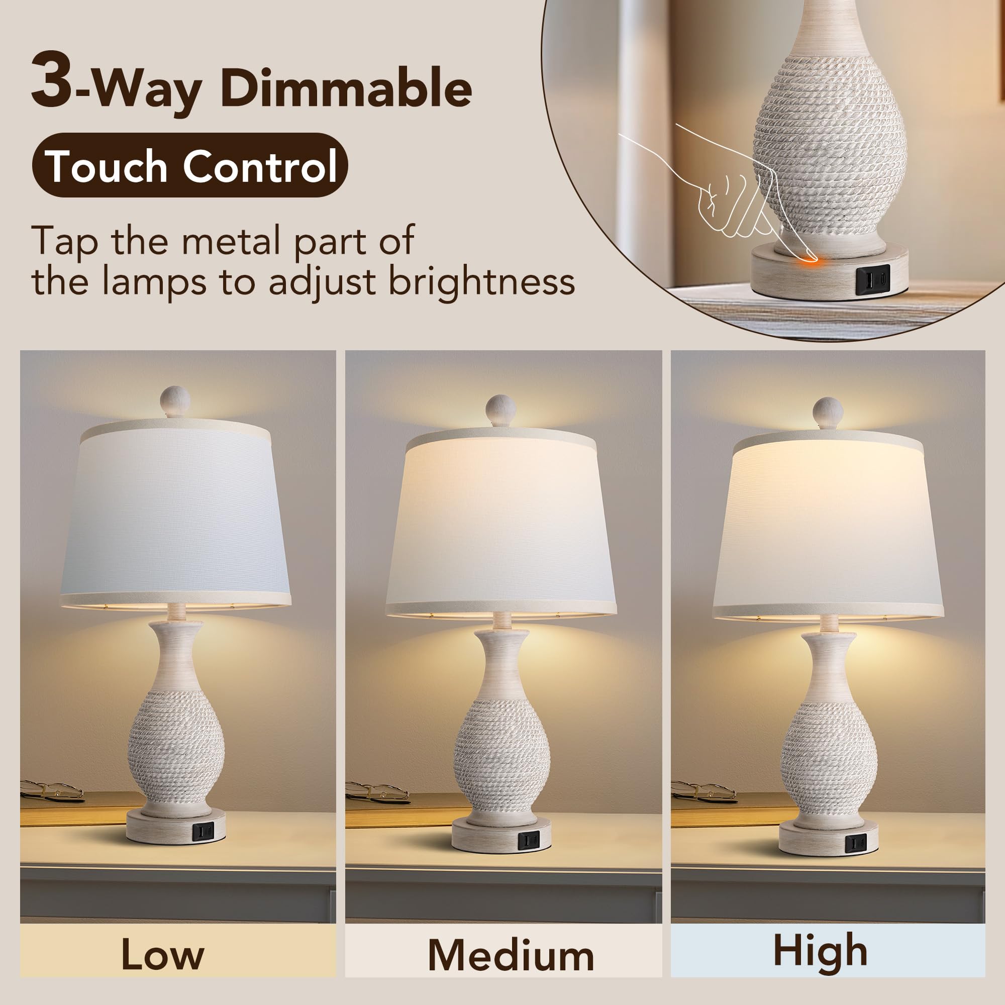 PARTPHONER table lamp with white drum shade for soft ambient lighting.