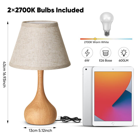 PARTPHONER two-pack nightstand lamps complement bedrooms and dorm rooms.