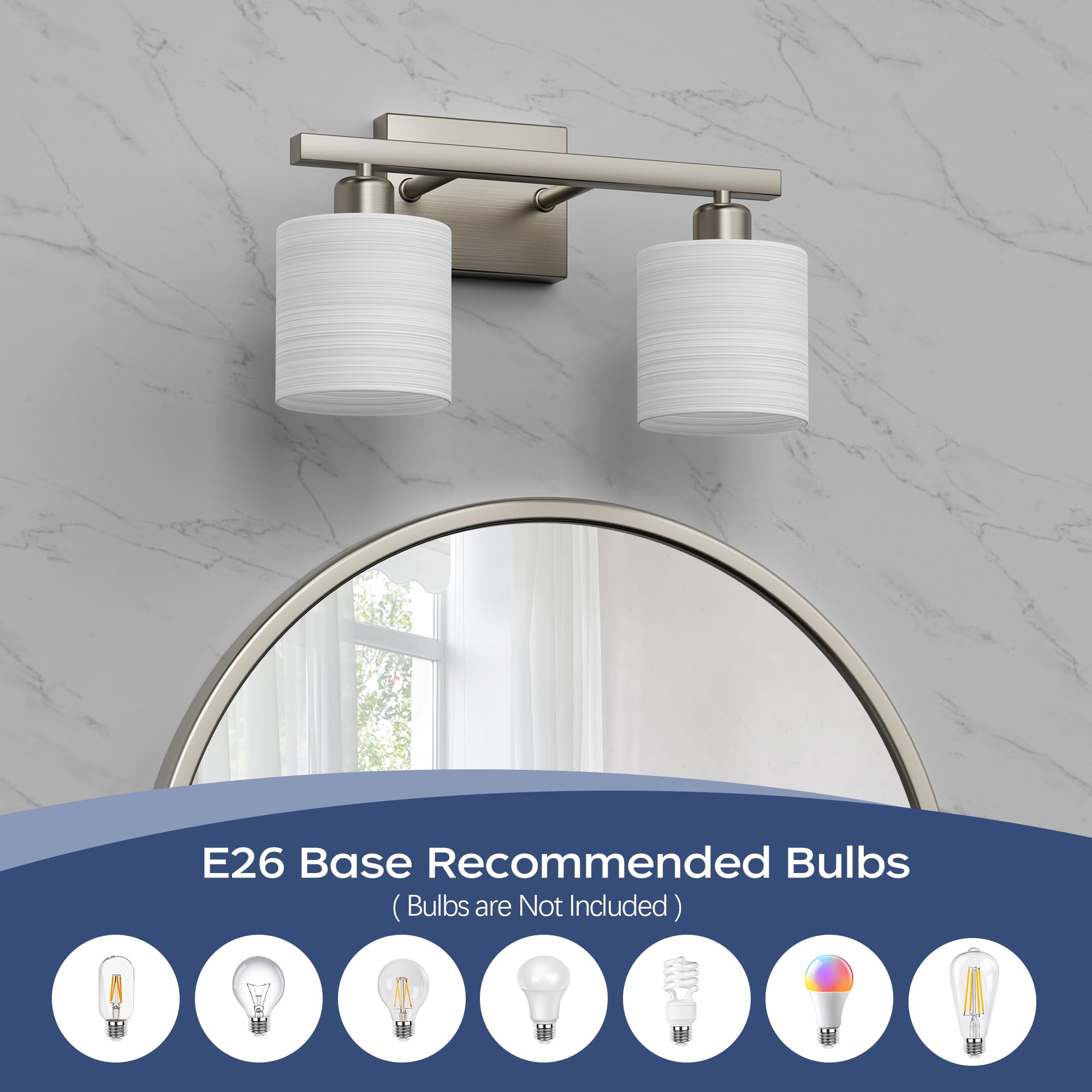 PARTPHONER vanity light with brushed nickel finish installs quickly for updated ambience.